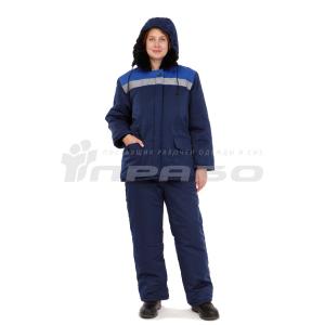 Костюм зимний женский Стандарт (тк. Смесовая,210) брюки ПРАБО, синий/высильковый (Кос215)