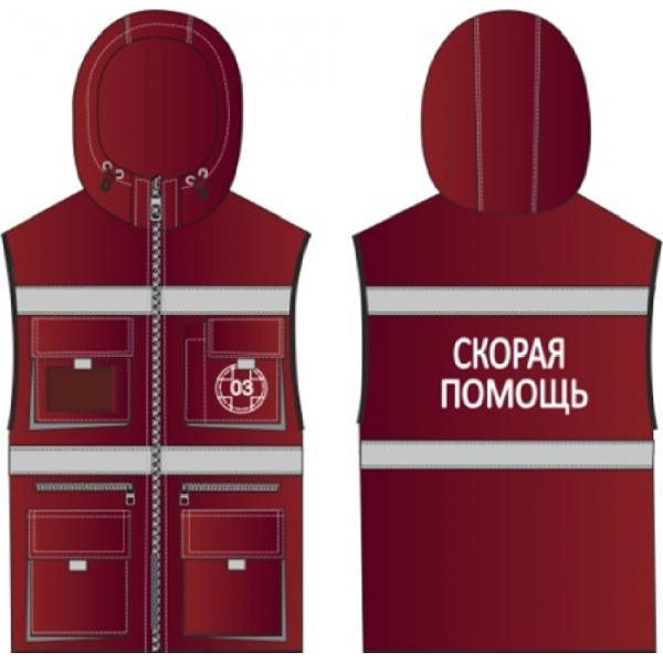 Жилет универсальный зимний Скорая помощь Вектор (Темп, 210), бордовый
