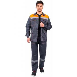 Костюм Партнер NEW (тк.Смесовая,210) брюки, т.серый/оранжевый