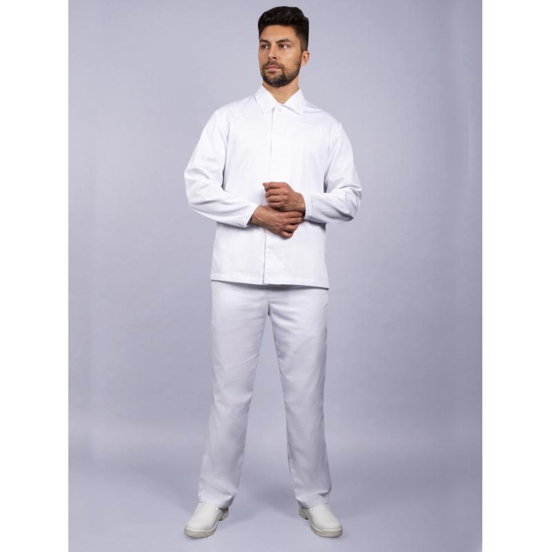 Мужской костюм ХАССП-Премиум (ткань Салюс, 210), белый